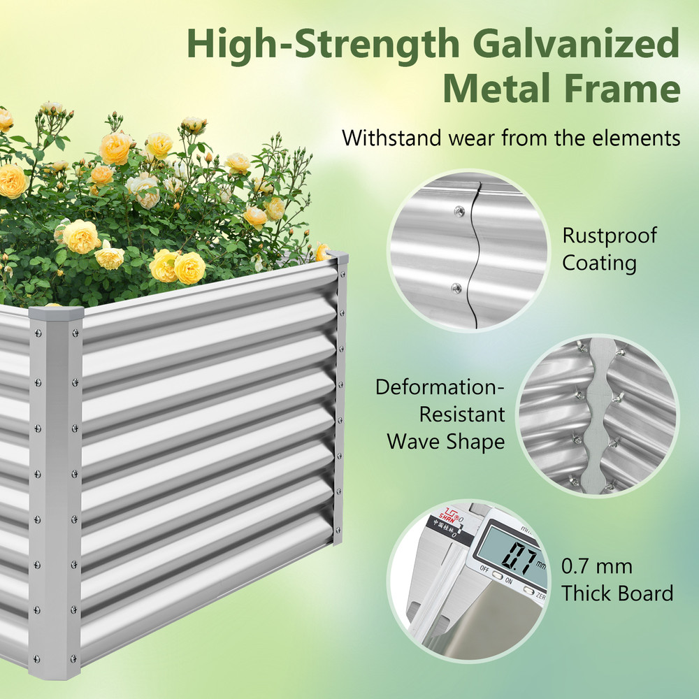 Metal Rectangular Raised Garden Bed with Open Bottom Design, Large Outdoor Planter Box for Vegetables, Herbs, Flowers