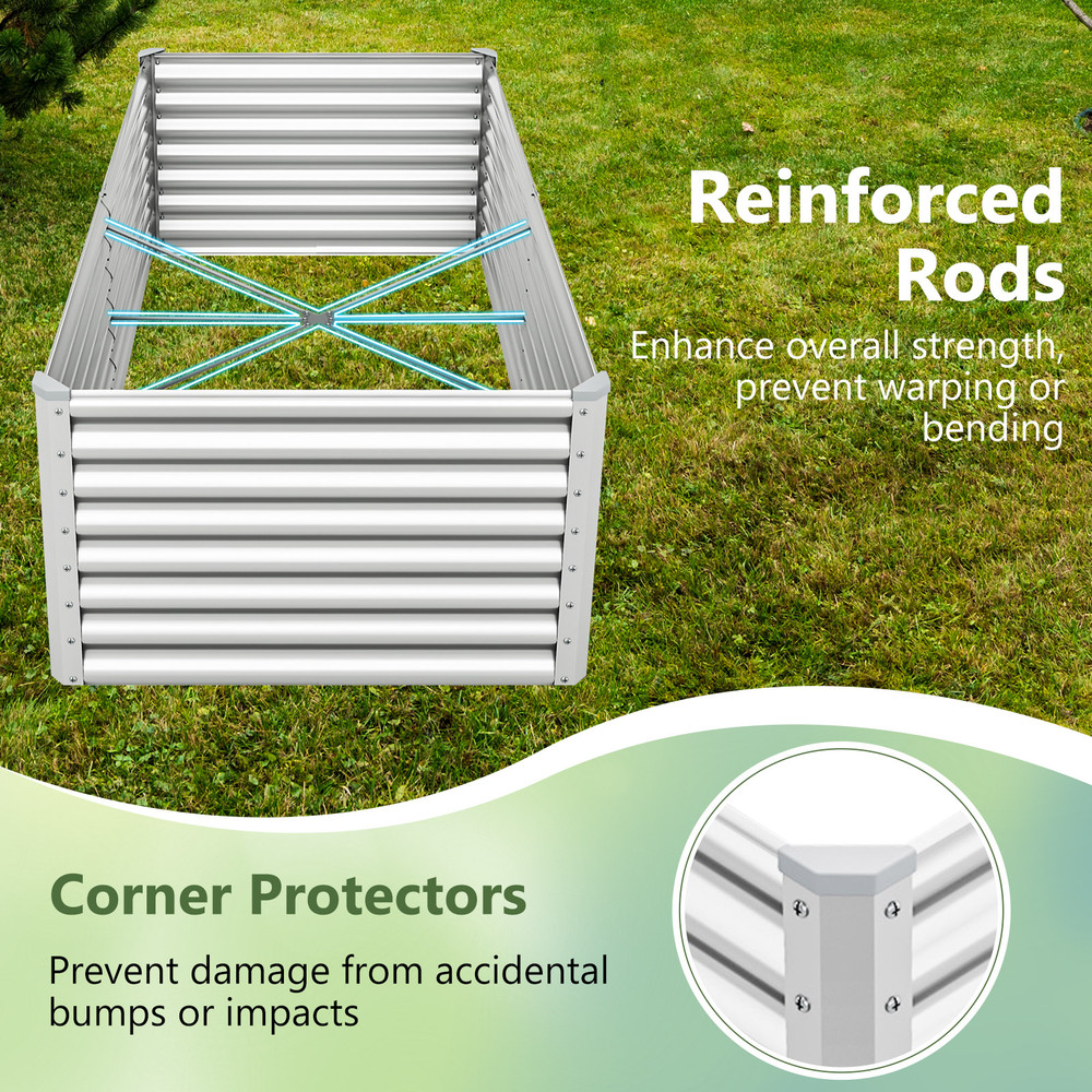 Metal Rectangular Raised Garden Bed with Open Bottom Design, Large Outdoor Planter Box for Vegetables, Herbs, Flowers