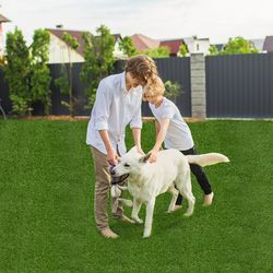 indoor outdoor synthetic turf mat with drainage holes, realistic artificial grass rug for lawn, patio, balcony