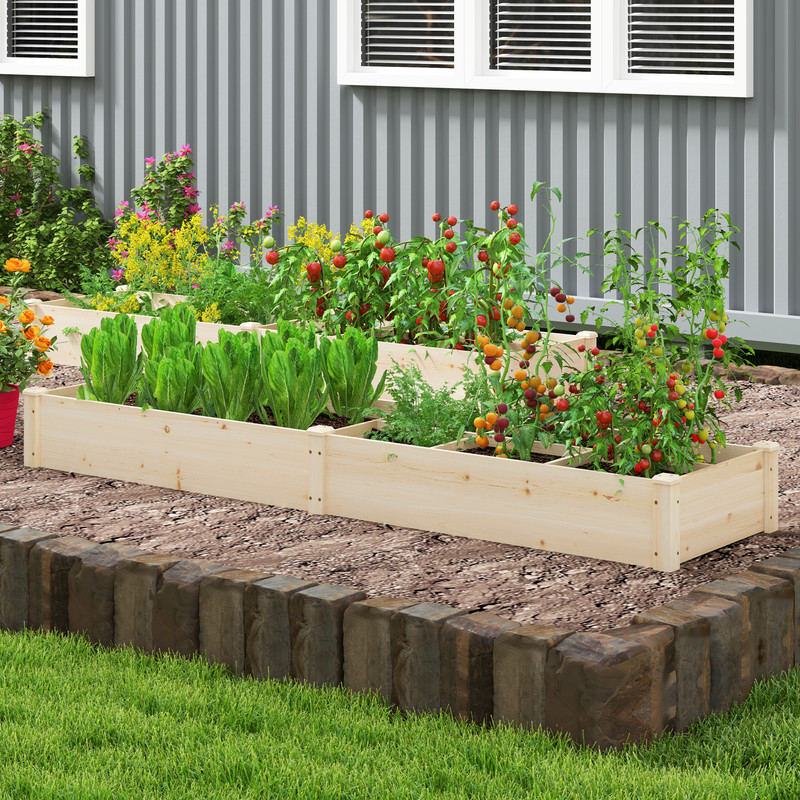 Wooden Raised Garden Bed With OpenEnded Base Large Planter Boxes Divider Outdoor Vegetable Flower 2