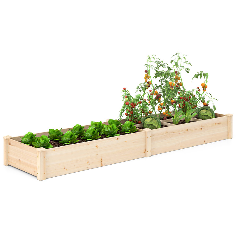 Wooden Raised Garden Bed With OpenEnded Base Large Planter Boxes Divider Outdoor Vegetable Flower 7