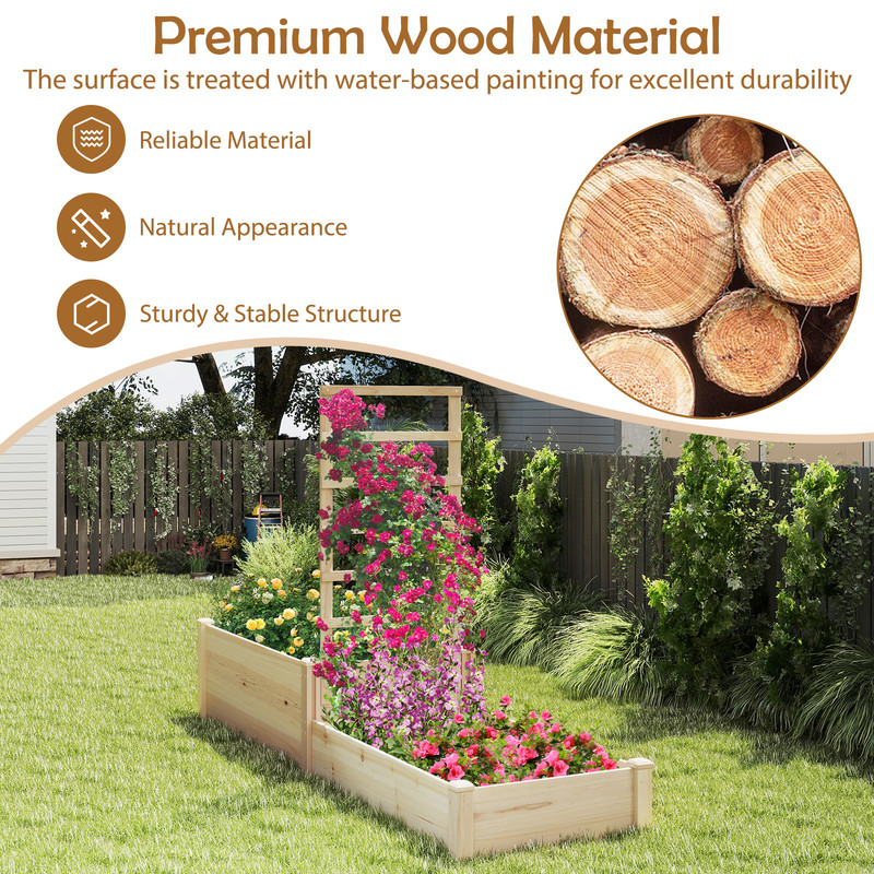 Wooden Raised Garden Bed With Trellis Planter Boxes Elevated Outdoor Planter For Vegetables Herbs 4