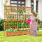 Large Wooden Raised Planter Box With Trellis And Hanging Roof Decorative Garden Bed For Patio Balco 1