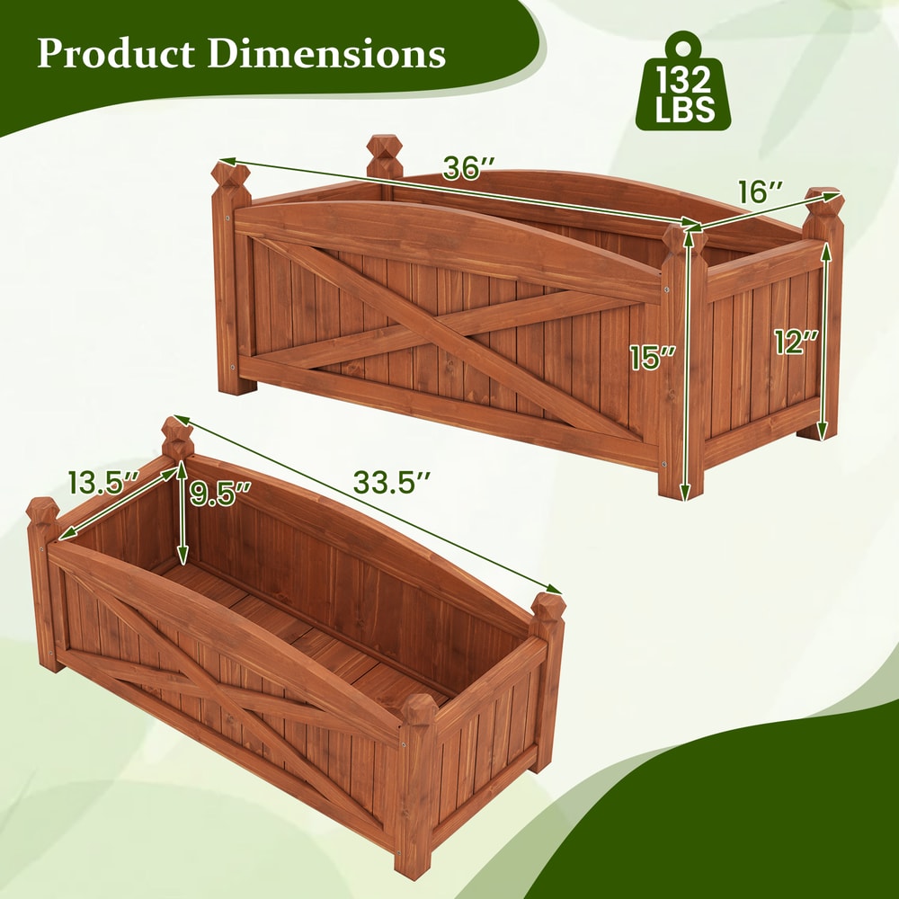 WeatherResistant Wooden Raised Garden Bed With Drainage Holes Elevated Planter Box For Patio Deck 7