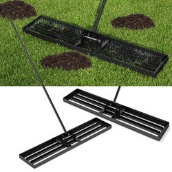 lawn leveling rake, professional heavy duty soil leveling tool for lawn care, topsoil, and turf maintenance