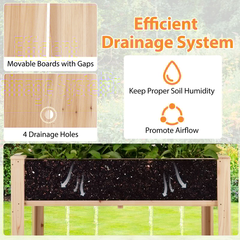 Raised Garden Bed With Trellis Wooden Elevated Planter Box With Legs And Storage Shelf For Outdoor 5