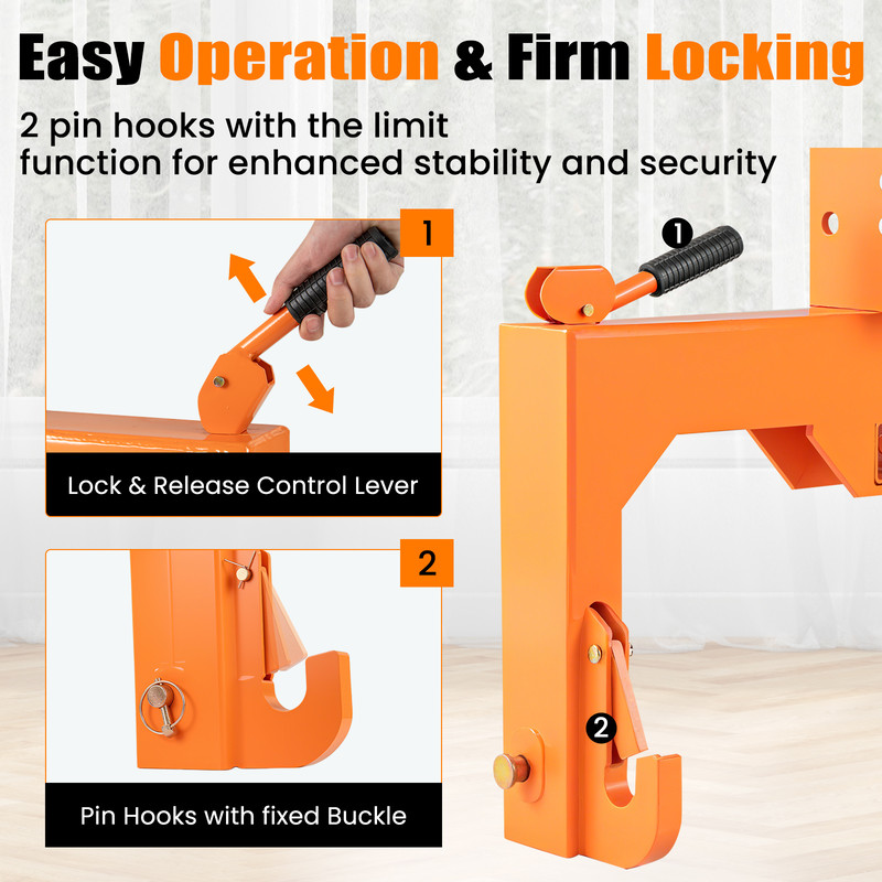 Heavy-Duty 3-Point Quick Hitch with 5-Level Adjustable Bolt for Farming & Towing