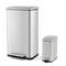 10.5 Gal and 1.6 Gal Step Trash Can Combo Set, Stainless Steel, Detachable Inner Buckets, Soft-Close Pedal Design