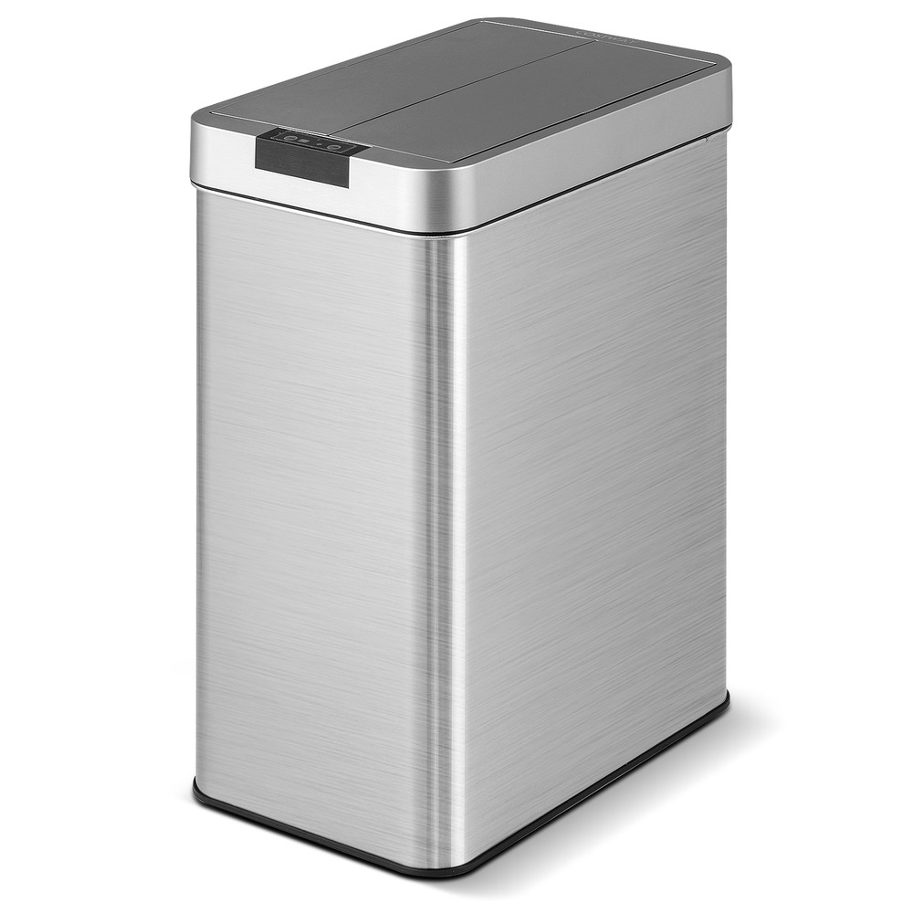 13.2 Gal Stainless Steel Slim Kitchen Trash Can with Wing Lids & Motion Sensor, Touchless Operation