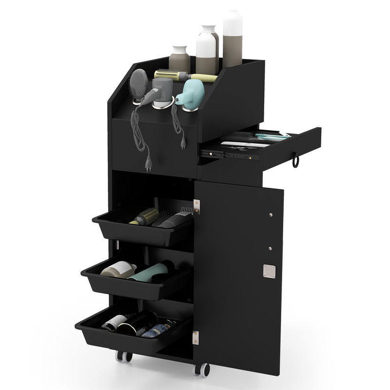 Salon Trolley Cart 360° Rolling Tool Cart – Mobile Storage Station with 4 Lockable Wheels for Salon & Barber