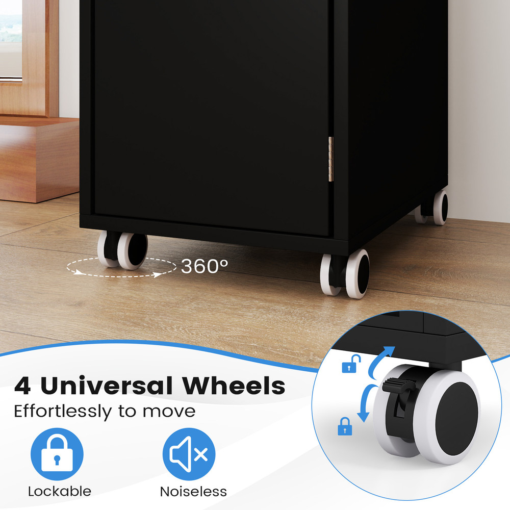 Salon Trolley Cart 360° Rolling Tool Cart – Mobile Storage Station with 4 Lockable Wheels for Salon & Barber