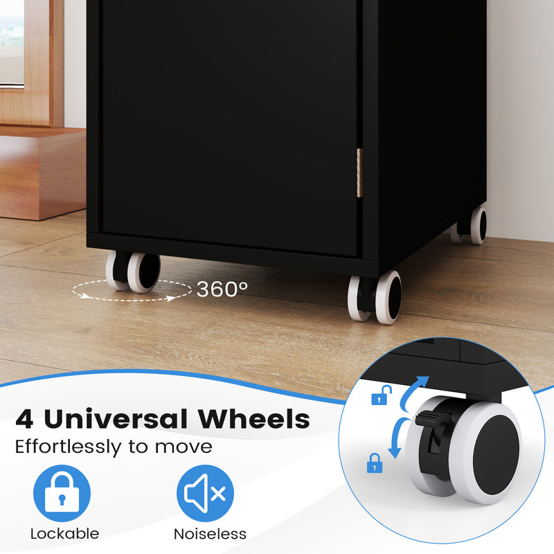 Salon Trolley Cart 360° Rolling Tool Cart – Mobile Storage Station with 4 Lockable Wheels for Salon & Barber