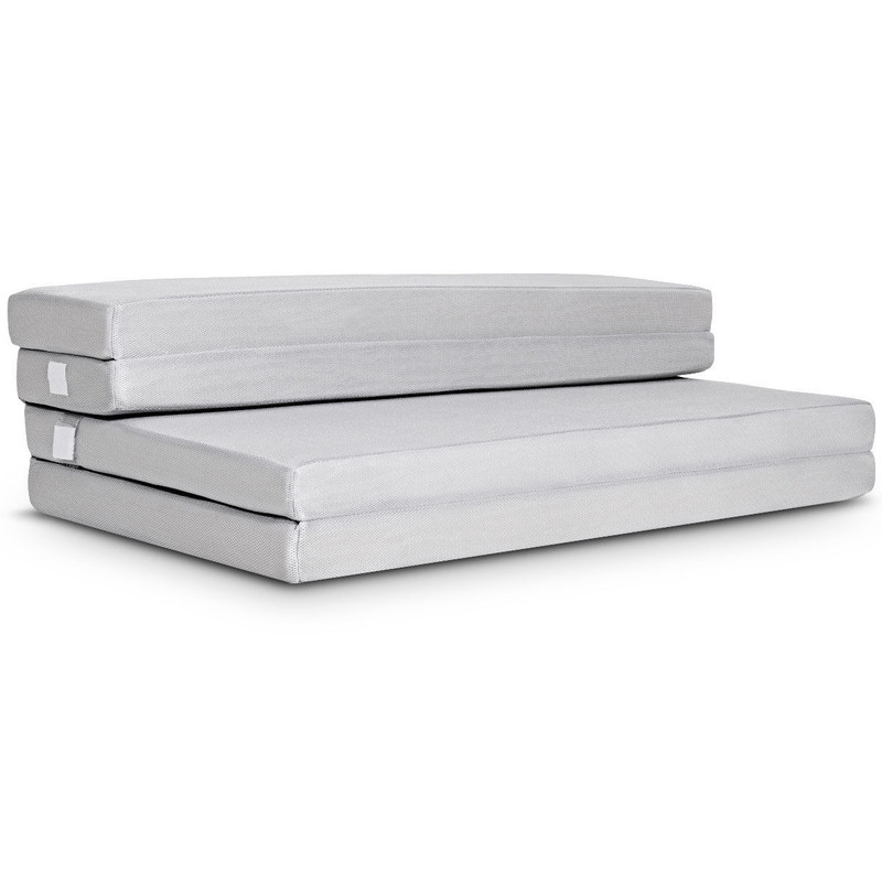 4 Inch Folding Sofa Bed Foam Mattress with Handles, Convertible Floor Couch Guest Bed for Small Spaces, Dorms, or Kids