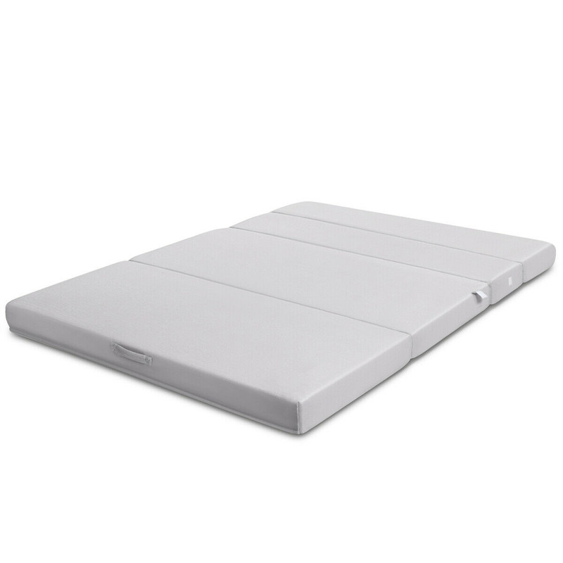 4 Inch Folding Sofa Bed Foam Mattress with Handles, Convertible Floor Couch Guest Bed for Small Spaces, Dorms, or Kids