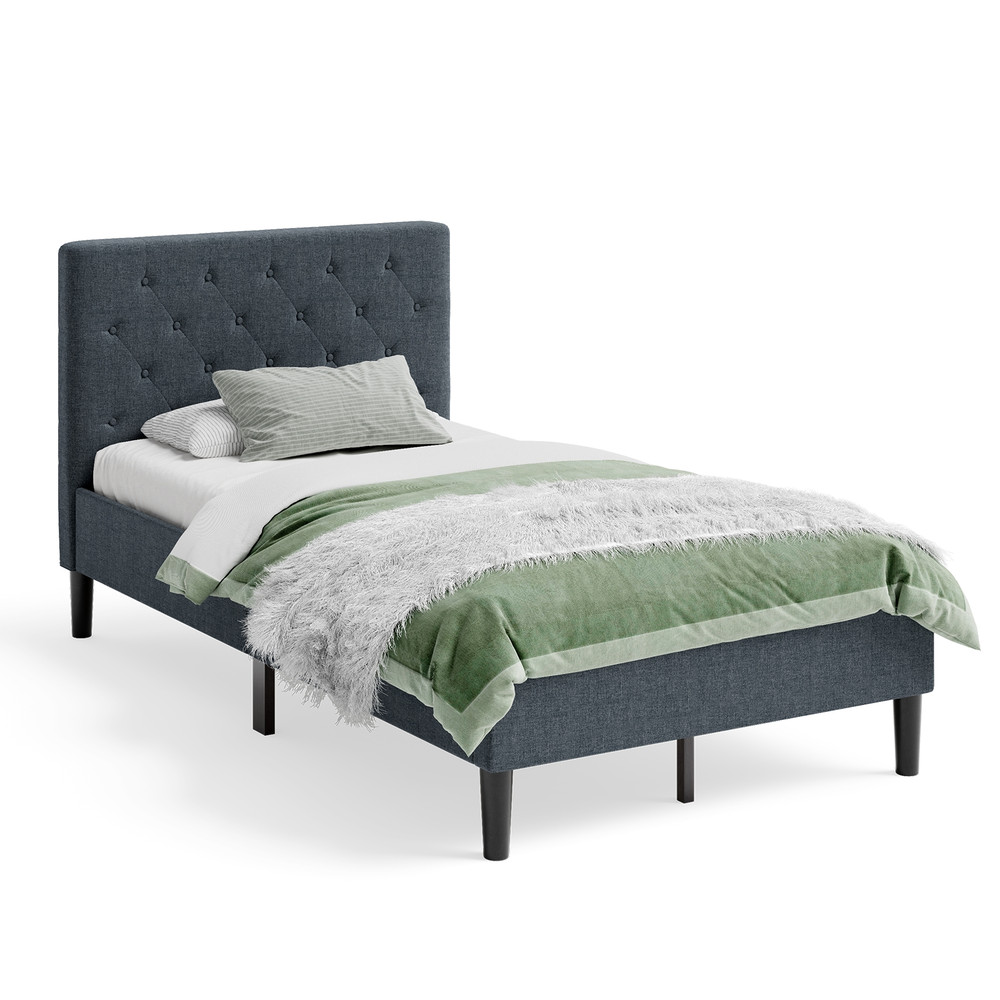 Luxury Upholstered Bed Base with Button-Tufted Headboard, Premium Support & Style