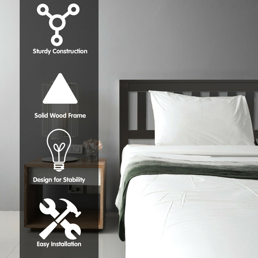 Queen Size Wood Platform Bed with Headboard, Sturdy & Stylish