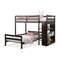 Twin Over Twin Loft Bunk Bed with 3-Tier Bookcase, Space-Saving Study & Sleep Solution