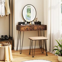 elegant vanity desk with lighted mirror, bedroom dressing table with 3-color lighting