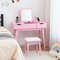 Makeup Vanity Table Set with Flip Top Mirror and 2 Drawers, Modern Dressing Desk with Storage & Cushioned Stool