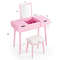 Makeup Vanity Table Set with Flip Top Mirror and 2 Drawers, Modern Dressing Desk with Storage & Cushioned Stool