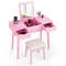 Makeup Vanity Table Set with Flip Top Mirror and 2 Drawers, Modern Dressing Desk with Storage & Cushioned Stool