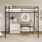 Twin Loft Bed Frame with 2 Ladders & Full-Length Guardrail, Heavy-Duty Metal Bunk for Kids Teens Dorms Small Rooms Space