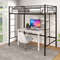 Twin Loft Bed Frame with 2 Ladders & Full-Length Guardrail, Heavy-Duty Metal Bunk for Kids Teens Dorms Small Rooms Space