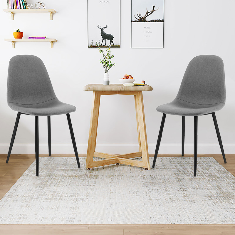 Dining Chairs Set of 4 with Black Metal Legs-Gray