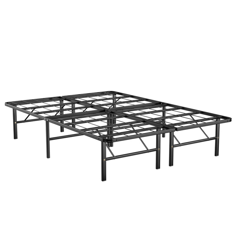 Foldable Metal Platform Bed, Full Size with Tool-Free Assembly & 13" Storage