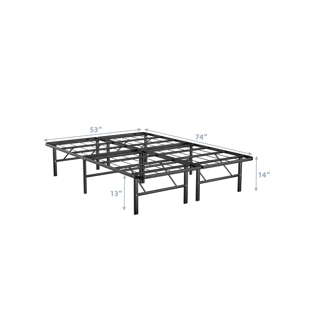 Foldable Metal Platform Bed, Full Size with Tool-Free Assembly & 13" Storage