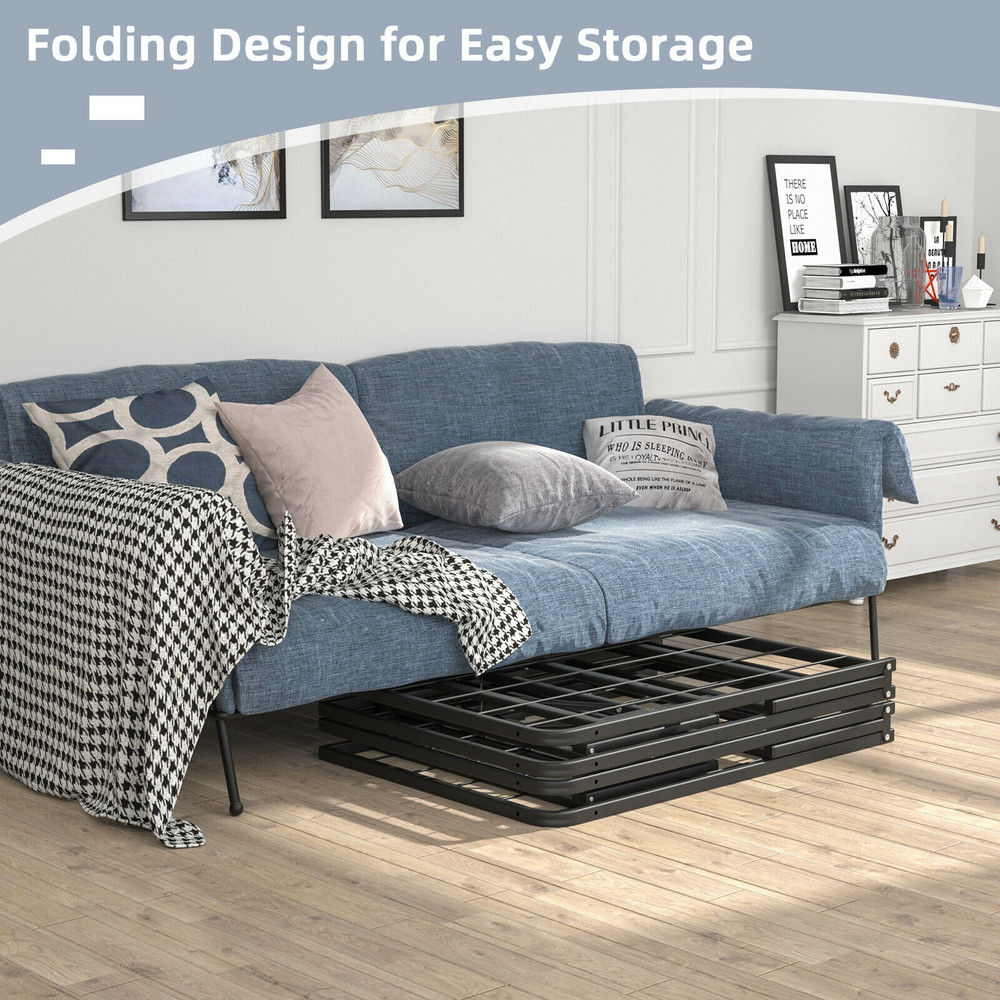 Foldable Metal Platform Bed, Full Size with Tool-Free Assembly & 13" Storage