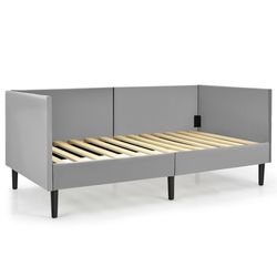 twin size daybed frame with sturdy wooden slat support, compact & comfortable