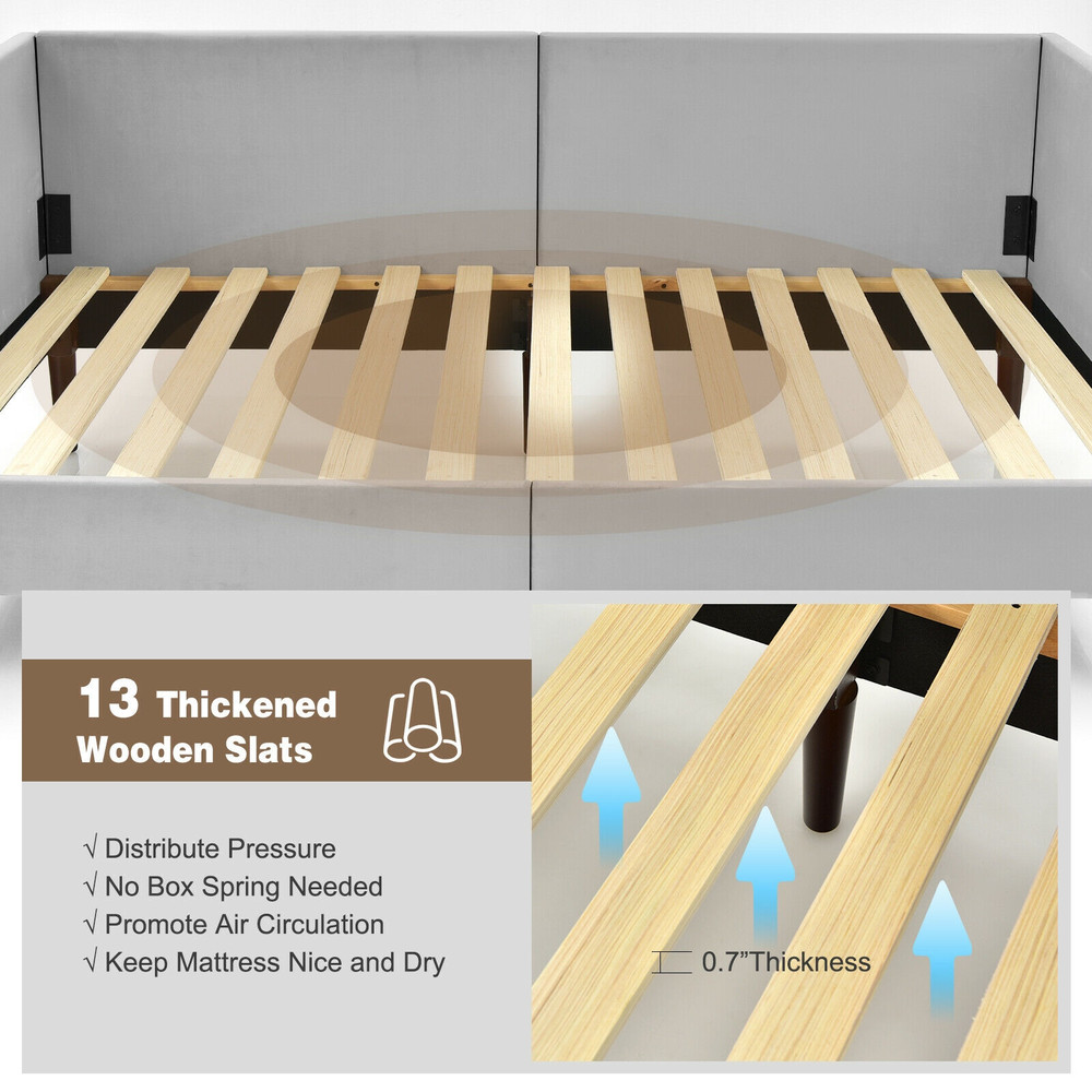 Twin Size Daybed Frame with Sturdy Wooden Slat Support, Compact & Comfortable