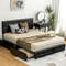 PU Leather Upholstered Platform Bed with 4 Drawers Full/Queen Size, Adjustable Headboard