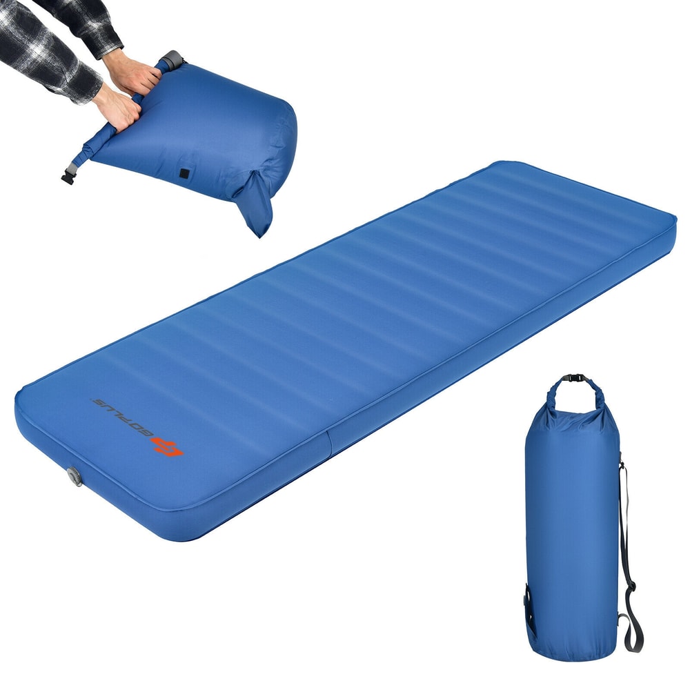 Self Inflating Folding Camping Sleeping Mattress with Carry Bag Blue, Comfort & Portable for Outdoor Adventures