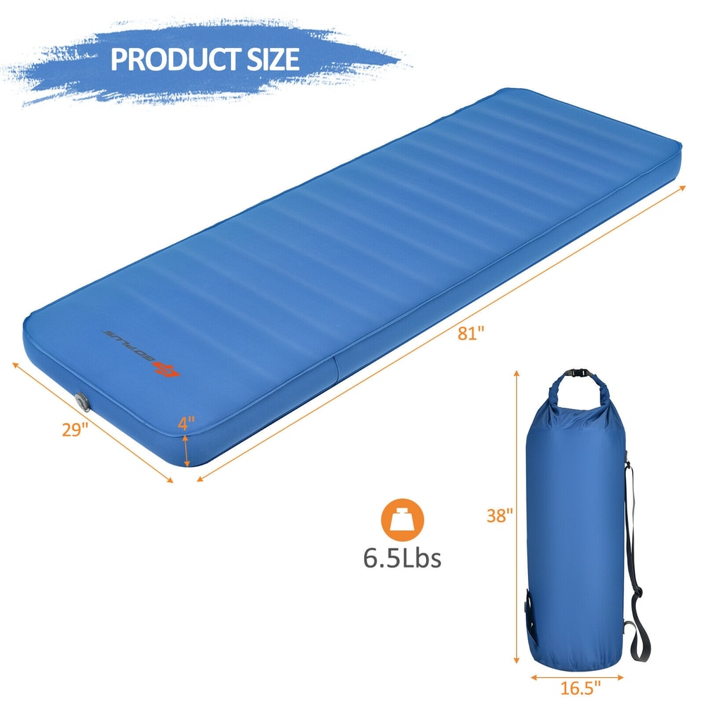 Self Inflating Folding Camping Sleeping Mattress with Carry Bag Blue, Comfort & Portable for Outdoor Adventures