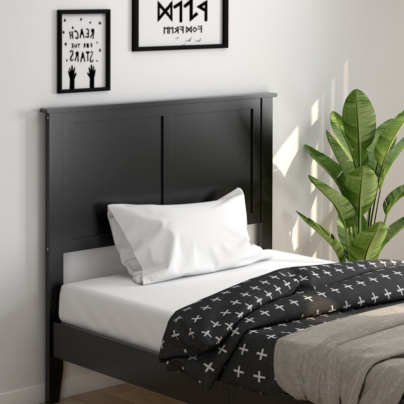 Solid Wood Flat Panel Headboard for Twin Size Bed Black, White, or Brown
