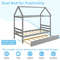 Kids Platform Bed Frame with Roof for Bedroom Twin Size with Trundle