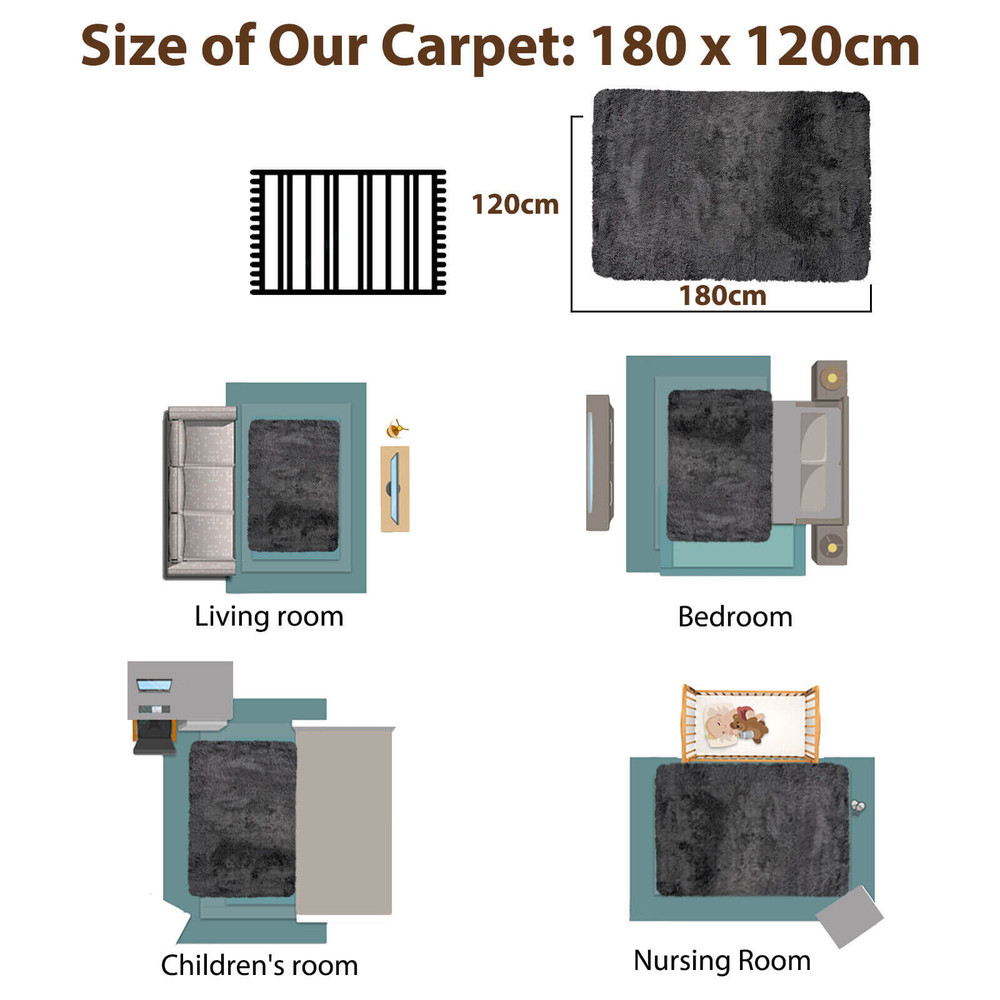 4x6 Feet Modern Soft Shag Rug With NonSlip Grip Dots Plush Stylish 5