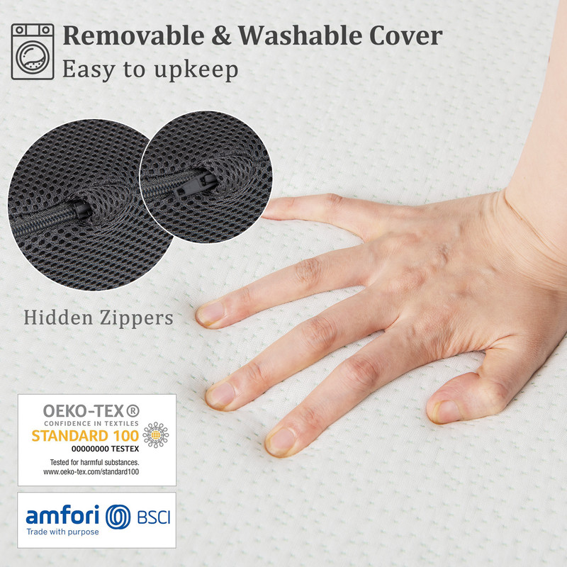 4 Inch Tri Fold Foam Mattress with Washable Cover, Portable Yoga & Guest Mat