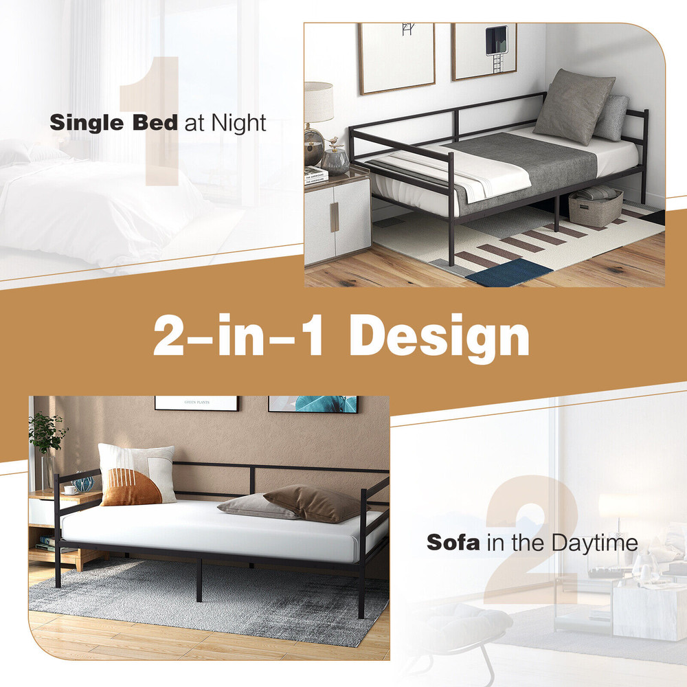 Modern Metal Day Bed Frame Twin Size for Living Room & Bedroom Decor