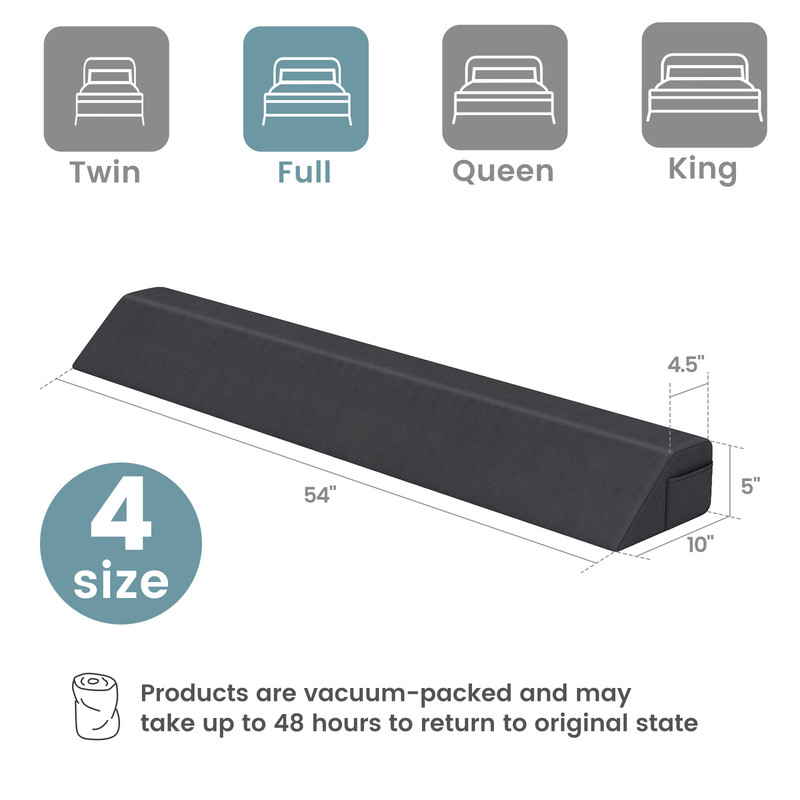 Bed Wedge Pillow for Posture Support & Back Pain Relief Comfort Pillow with Storage Pockets