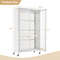 White Rolling Storage Armoire Closet with Hanging Rod & Adjustable Shelf Space Saving Wardrobe