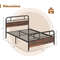 Industrial Full Size Bed Frame with Rustic Wood Headboard Sturdy Metal Platform