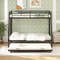 Twin Over Full Bunk Bed Frame with Trundle Space Saving Black Metal Bed Frame for Guest Rooms