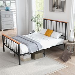 full size bed frame with headboard and footboard sturdy metal & mdf platform bed