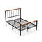 Full Size Bed Frame with Headboard and Footboard Sturdy Metal & MDF Platform Bed
