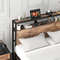 Full/Queen Bed Frame with 2 Tier Storage Headboard & Charging Station Sturdy Metal Design