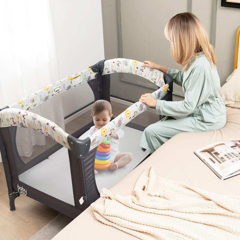 Portable Tri-Fold Pack and Play Mattress Pad with Gel-Infused Memory Foam, Breathable, Washable, Dual-Sided Baby Travel