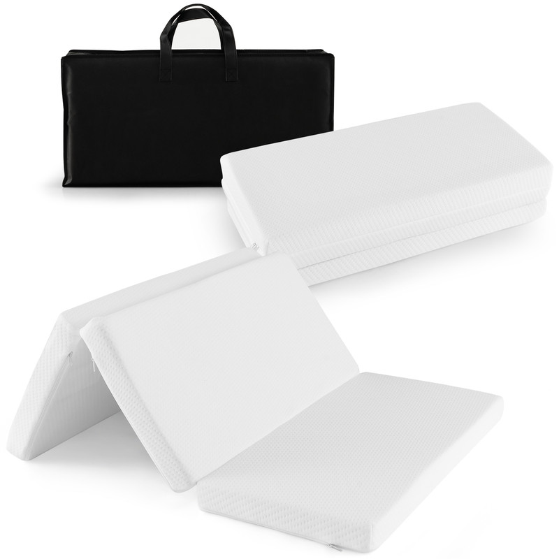 Portable Tri-Fold Pack and Play Mattress Pad with Gel-Infused Memory Foam, Breathable, Washable, Dual-Sided Baby Travel